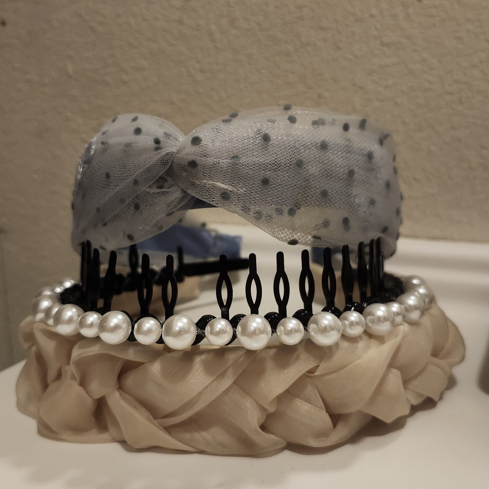Elegant Pearl and Polka Dot Headband